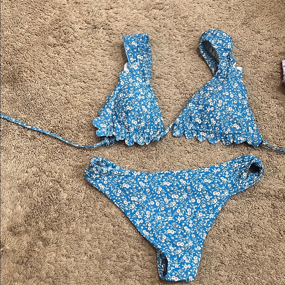 Blue Floral Bikini Set